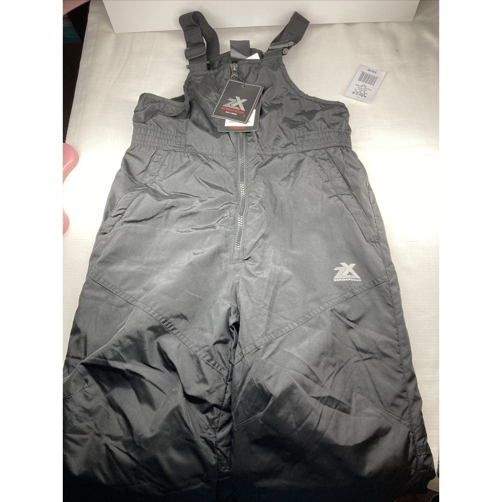 F Black ZeroXposur Boys' Insulated Snow Bibs. Size 7